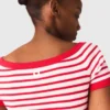 Top de punto a rayas con cuello barco