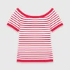 Top de punto a rayas con cuello barco
