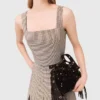 Top de tirantes con diamantes y estampado de cuadros