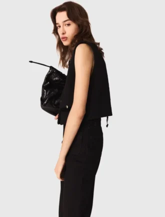 Top de tweed con cuello desmontable