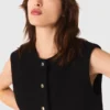Top de tweed con cuello desmontable