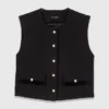 Top de tweed con cuello desmontable