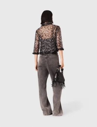 Top floral con lentejuelas