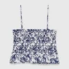 Top fruncido con estampado de frutas