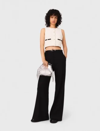 Top sin mangas de tweed con lurex