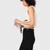 Top sin mangas de tweed con lurex