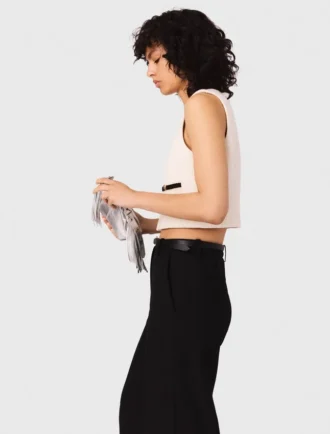 Top sin mangas de tweed con lurex