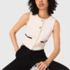 Top sin mangas de tweed con lurex