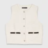 Top sin mangas de tweed con lurex