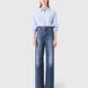 Vaqueros de denim de pierna ancha con tachuelas