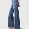 Vaqueros de denim de pierna ancha con tachuelas