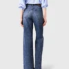 Vaqueros de denim de pierna ancha con tachuelas
