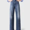 Vaqueros de denim de pierna ancha con tachuelas