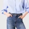 Vaqueros de denim de pierna ancha con tachuelas