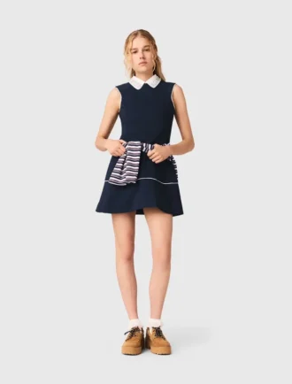 Vestido acampanado con ribete en contraste