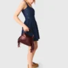 Vestido acampanado de denim bordado