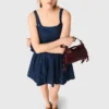 Vestido acampanado de denim bordado
