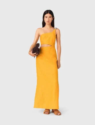 Vestido asimétrico de mezcla de lino