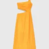 Vestido asimétrico de mezcla de lino