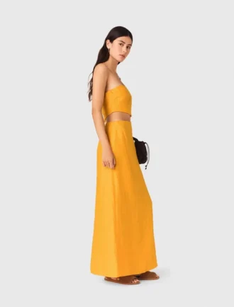 Vestido asimétrico de mezcla de lino