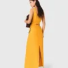 Vestido asimétrico de mezcla de lino