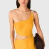 Vestido asimétrico de mezcla de lino
