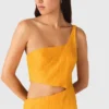 Vestido asimétrico de mezcla de lino