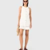 Vestido bordado de mezcla de lino