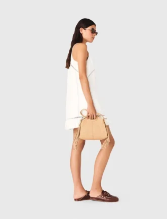 Vestido bordado de mezcla de lino