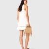 Vestido bordado de mezcla de lino
