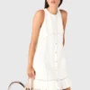 Vestido bordado de mezcla de lino