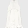Vestido bordado de mezcla de lino