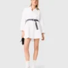 Vestido camisero con cinturón a contraste