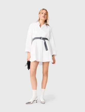 Vestido camisero con cinturón a contraste