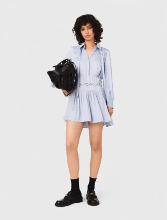 Vestido camisero fluido con tachuelas