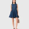 Vestido corto acampanado de denim Vestido corto acampanado de denim