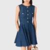 Vestido corto acampanado de denim Vestido corto acampanado de denim