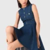 Vestido corto acampanado de denim Vestido corto acampanado de denim