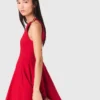 Vestido corto acampanado de mezcla de lino