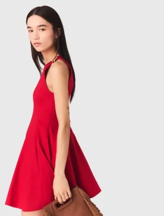 Vestido corto acampanado de mezcla de lino