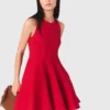 Vestido corto acampanado de mezcla de lino