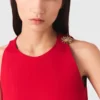 Vestido corto acampanado de mezcla de lino