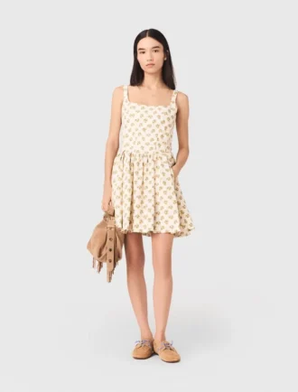 Vestido corto acampanado estampado