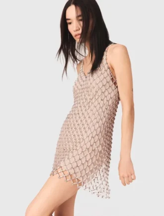 Vestido corto con pedrería y forro