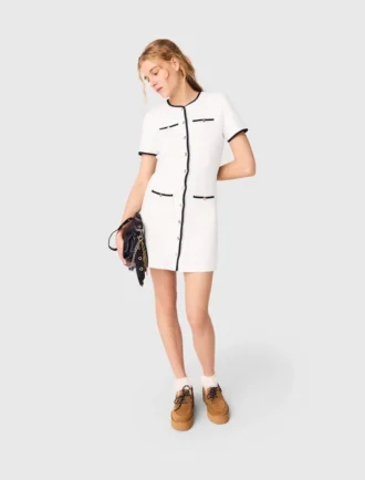 Vestido corto con ribete en contraste