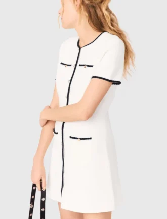 Vestido corto con ribete en contraste