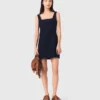 Vestido corto de mezcla de lino