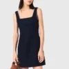 Vestido corto de mezcla de lino