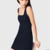 Vestido corto de mezcla de lino