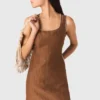 Vestido corto de mezcla de lino